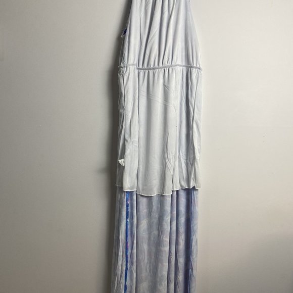 NWT Gilli Blue Lavender Marble Plus Size Halter Neckline Maxi Dress with Slit - Picture 7 of 7